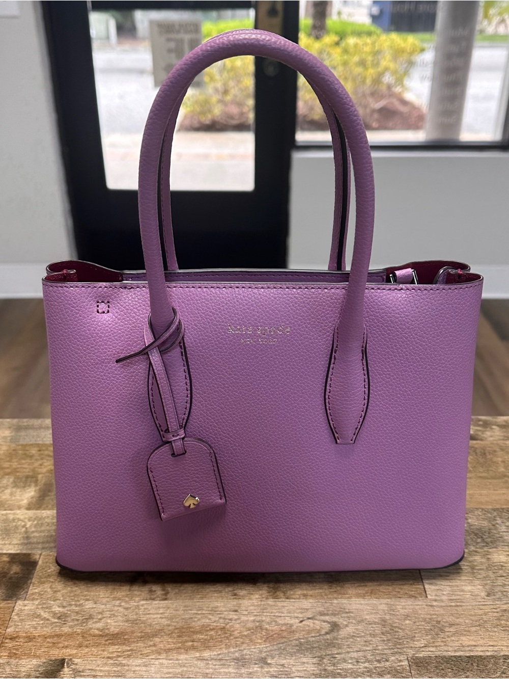 kate spade Lavender Leather Tote with Crossbody Strap